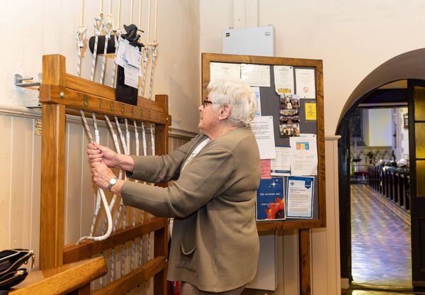 Bellringer Rowan Stanley plays 'Ode to Joy' to signal the start of the performance of 'South! Always South!' in St Mary's Church Bellringer Rowan Stanley plays 'Ode to Joy' to signal the start of the performance of 'South! Always South!' in St Mary's Church