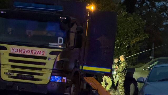Members of the Explosive Ordnance Disposal team removed the volatile devices <p>Members of the Explosive Ordnance Disposal team removed the volatile devices </p>