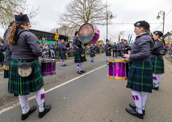 Members of Killeshin Pipe Band preform Members of Killeshin Pipe Band preform