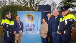 <p>At the launch of the Carlow Garda Youth Awards were Superintendent Anthony Farrell, Superintendent Conor Nolan, Mayor of Carlow Cllr Paul Doogue, Sgt Conor Egan, Colin Hayes (MD of Netwatch), Ann Fitzpatrick, Keeva McCormack (Netwatch) and Mick Galwey (brand ambassador, Netwatch) Photo: Michael O'Rourke Photography</p> <p>At the launch of the Carlow Garda Youth Awards were Superintendent Anthony Farrell, Superintendent Conor Nolan, Mayor of Carlow Cllr Paul Doogue, Sgt Conor Egan, Colin Hayes (MD of Netwatch), Ann Fitzpatrick, Keeva McCormack (Netwatch) and Mick Galwey (brand ambassador, Netwatch) Photo: Michael O'Rourke Photography</p>