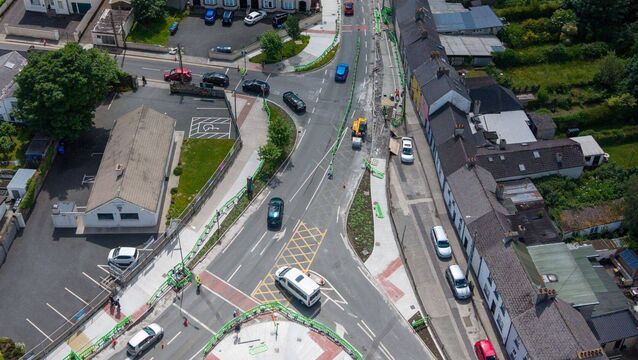 An aerial view of the roadworks still taking place at the junction of Kilkenny Road and Burrin Street in Carlow Photo: Michael O'Rourke <p>An aerial view of the roadworks still taking place at the junction of Kilkenny Road and Burrin Street in Carlow Photo: Michael O'Rourke</p>