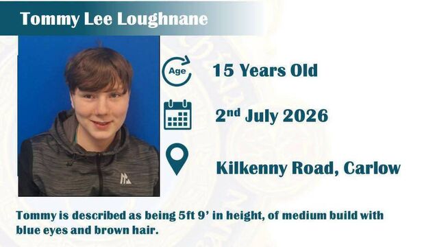 Gardaí appeal for help tracing Carlow teen missing since last week Gardaí appeal for help tracing Carlow teen missing since last week