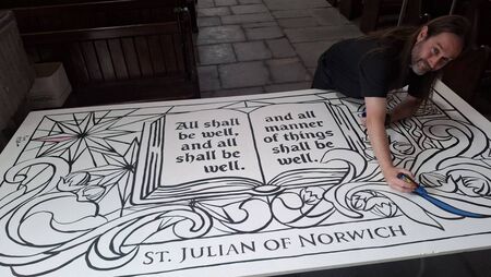 New art installation of giant colouring page in St Laserian’s Cathedral New art installation of giant colouring page in St Laserian’s Cathedral