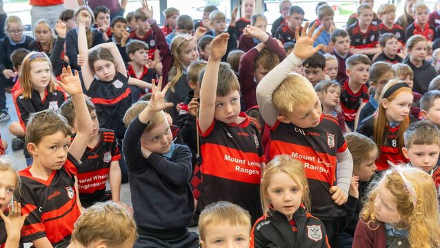 Mount Leinster Rangers stars visit Borris NS Mount Leinster Rangers stars visit Borris NS